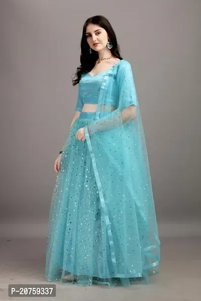 Stylish Blue Satin  Lehenga Choli Set For Women-thumb2