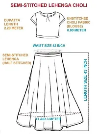 EMZO Women's Satin Solid Half Sleeve Semi-Stitched Lehenga, Choli  Dupatta Set - Size : Free Size [EMZ-1037-Red]-thumb3