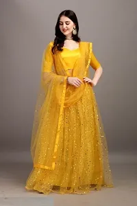 Stylish Yellow Satin  Lehenga Choli Set For Women-thumb1