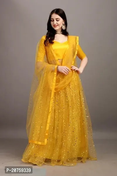 Stylish Yellow Satin  Lehenga Choli Set For Women-thumb2