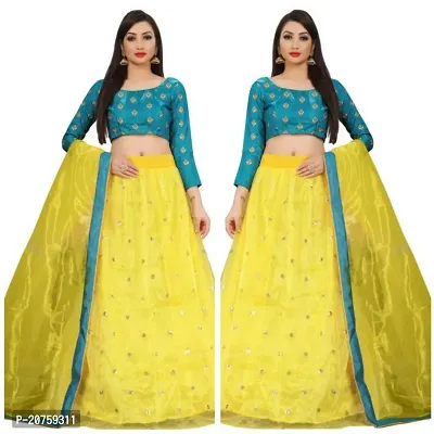 Stylish Yellow Satin  Lehenga Choli Set For Women-thumb2