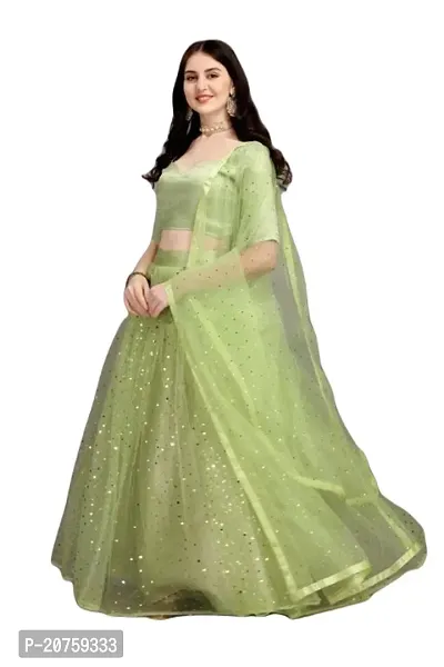 Stylish Green Satin  Lehenga Choli Set For Women-thumb0