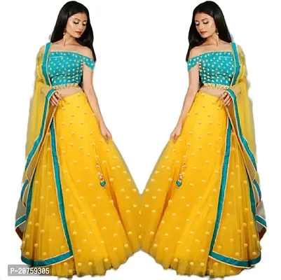 Stylish Yellow Satin  Lehenga Choli Set For Women-thumb0