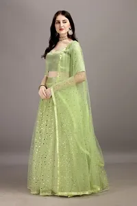 Stylish Green Satin  Lehenga Choli Set For Women-thumb1