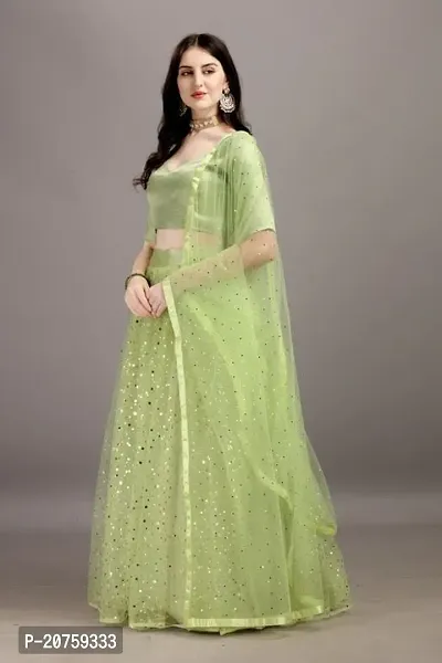 Stylish Green Satin  Lehenga Choli Set For Women-thumb2