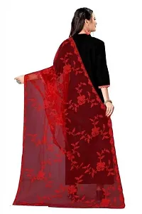 EMZO Women's Net Embroidered Woven Design Traditional Dupatta (EMZ-1003-Red)-thumb4