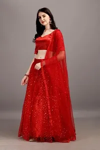 EMZO Women's Satin Solid Half Sleeve Semi-Stitched Lehenga, Choli  Dupatta Set - Size : Free Size [EMZ-1037-Red]-thumb1