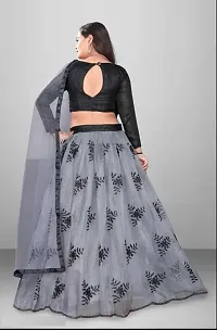 Stylish Grey Satin  Lehenga Choli Set For Women-thumb1