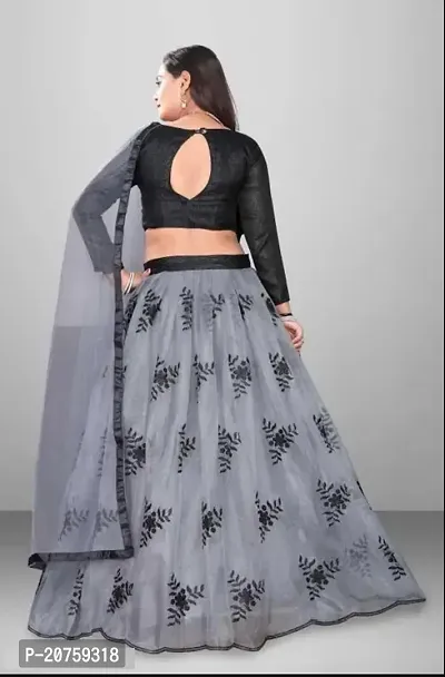 Stylish Grey Satin  Lehenga Choli Set For Women-thumb2