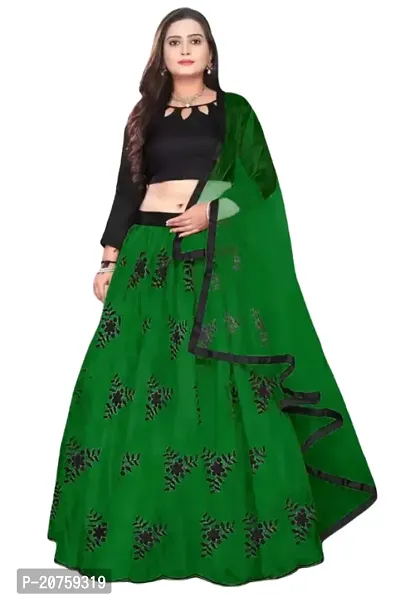 Stylish Green Satin  Lehenga Choli Set For Women