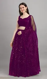 Stylish Purple Satin  Lehenga Choli Set For Women-thumb1