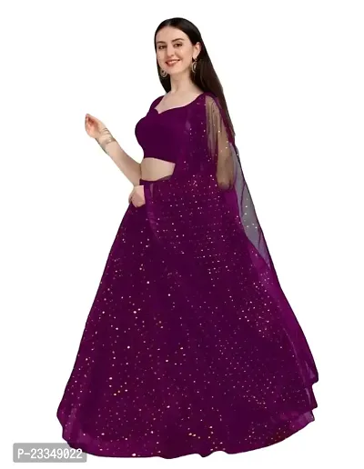 EMZO Women's Satin Solid Sleeveless Semi-Stitched Lehenga, Choli  Dupatta Set - Size : Free Size [EMZ-1039-Wine]-thumb0