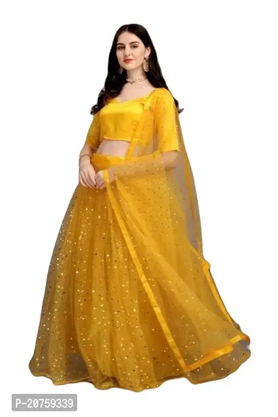 Stylish Yellow Satin  Lehenga Choli Set For Women-thumb0