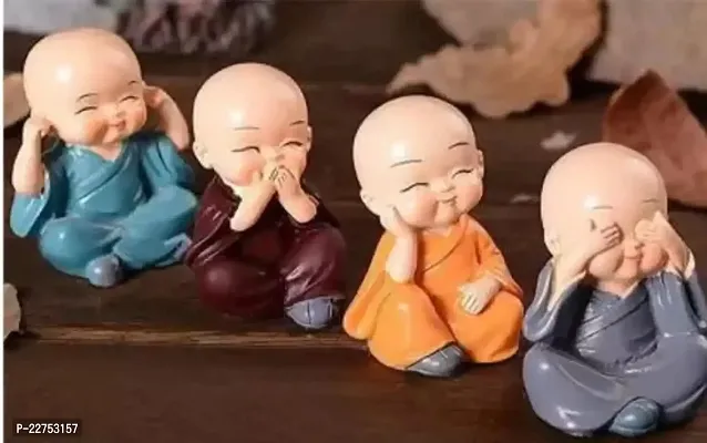 Premium Quality Polyresin Adorable Cute Baby Monk Laughing Miniature Buddha Statue-thumb0