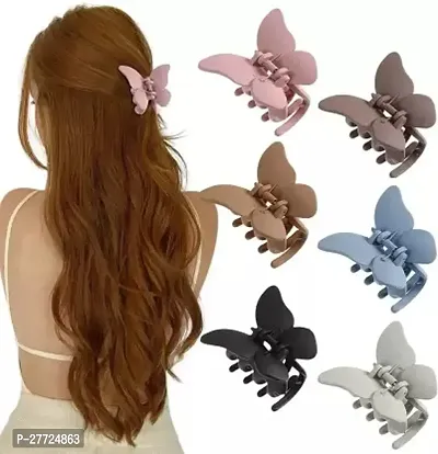 Stylish Multicoloured Butterfly Matte Hair Claw Clips for Women And Girls Pack Of 6