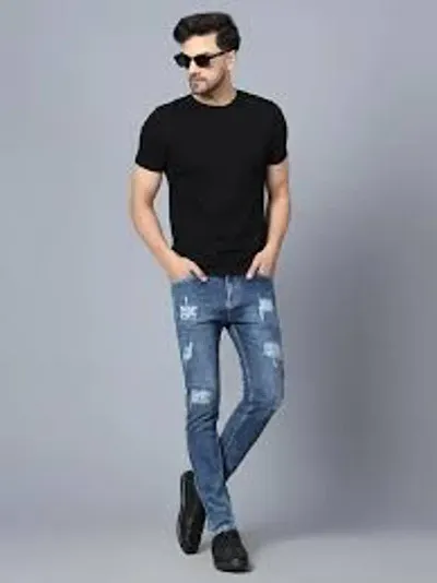 Stylish Cotton Blend Solid Jean for Men