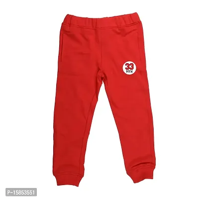 wear your mind Kids Unisex Cotton Poly Full Length Joggers - Red (KJ005.5)-thumb0