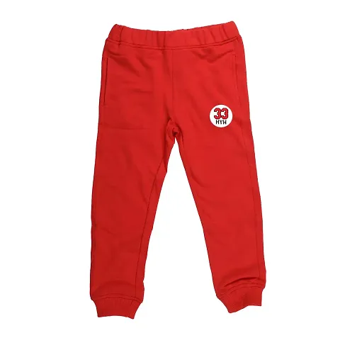 wear your mind Kids Unisex Cotton Poly Full Length Joggers - Red (KJ005.5)