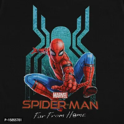 Marvel Spiderman by Wear Your Mind Boy's Plain Regular T-Shirt (DSM0078.2_Black 11-12Y)-thumb3