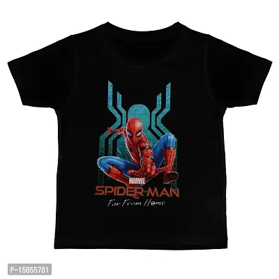 Marvel Spiderman by Wear Your Mind Boy's Plain Regular T-Shirt (DSM0078.2_Black 11-12Y)-thumb0
