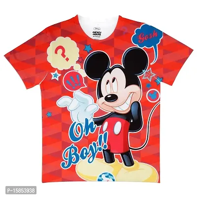 MICKEY MOUSE FAMILY Boys Polyester Round Neck Short Sleeves Tshirt - Red (DMF0005)