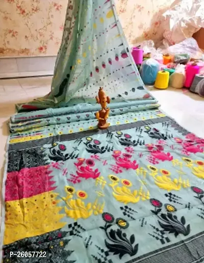 Beautiful Cotton Silk Saree With Blouse Piece-thumb0