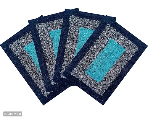 Cotton Solid Outdoor Kitchens Door Mat (Set of 4, 40x60 cm, Navy Blue)-thumb0