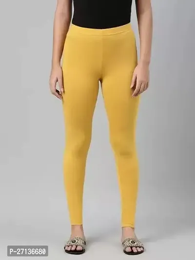 Fabulous Yellow Cotton Lycra Solid Leggings For Women-thumb0