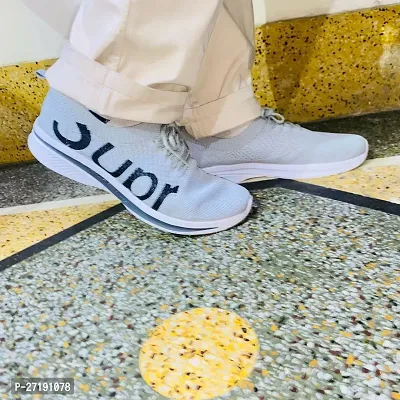 Stylish White Rubber Self Design Casual Shoe For Men-thumb0