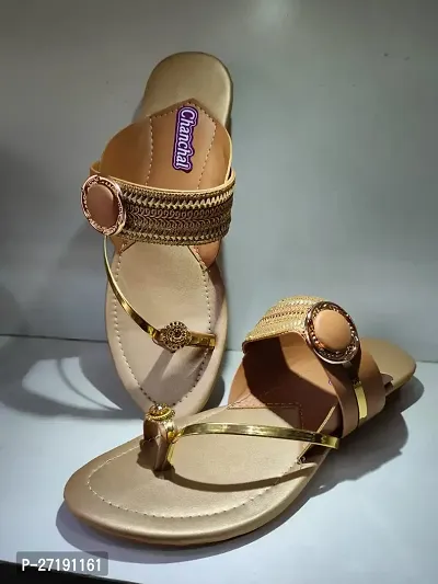 Elegant Beige Rubber Sandals For Women-thumb0
