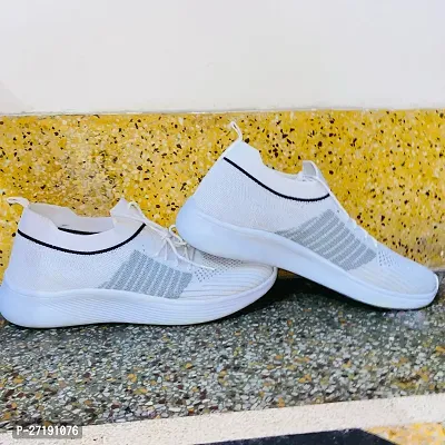 Stylish White Rubber Self Design Casual Shoe For Men-thumb0