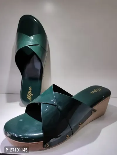Elegant Green Rubber Sandals For Women-thumb0