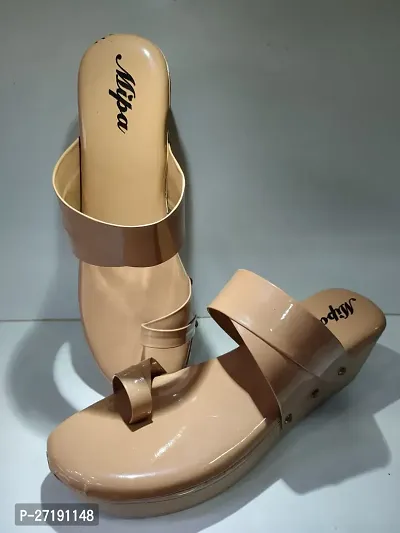 Elegant Beige Rubber Sandals For Women