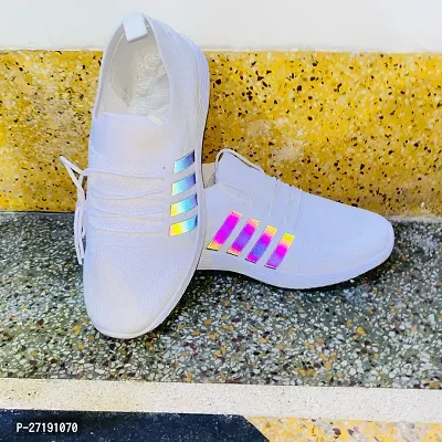 Stylish White Rubber Self Design Casual Shoe For Men