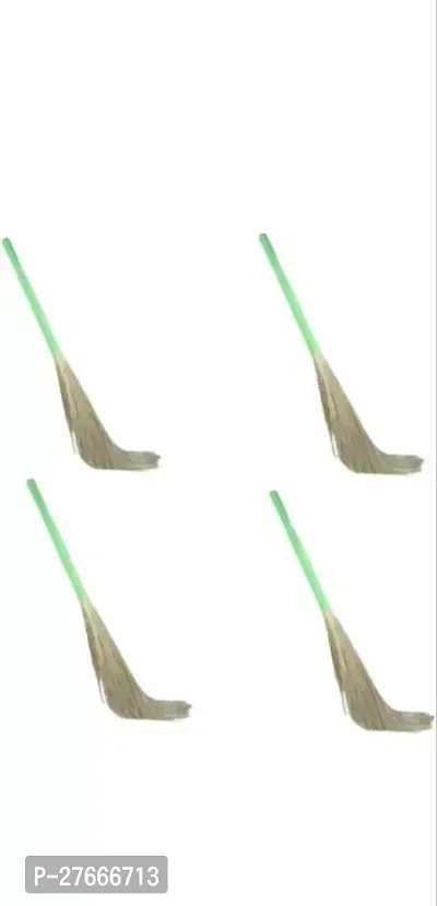 SIDHMART- Plastic Pipe Handle (Pack of 4) Medium Floor Broom with Natural Soft No Dust Grass Long Stick Jhadu for Home Pantry Office Cleaning (Random Color)