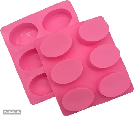Silicone 6 Cavity Oval Shape Silicone Mould Making Homemade Soap, Pudding Muffin Cake Loaf Brownie Cheesecake. pack of 1