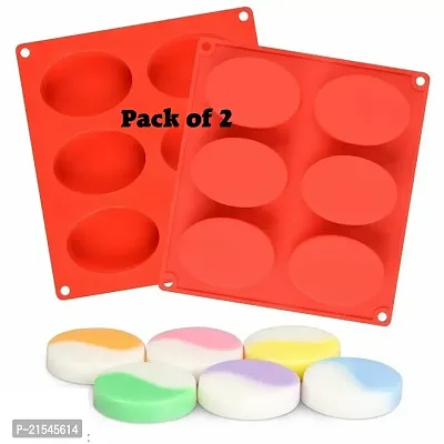 pack of 2 silicone soap Moulds, Oval Shape 6 Cavity soap Moulds for soap Making at Home, Flexible Half Sphere Home Made soap molds(Multicolor/1 pcs)