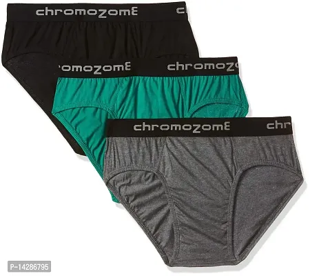 Chromozome Men Cotton Brief Pack Of 3 (IT-16_Black, Forest Green, chrcl Mel_L_Black, Forest Green, Charcoal Melange_L)-thumb0