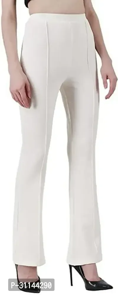 Trendy Polycotton White Solid Trouser For Women-thumb0