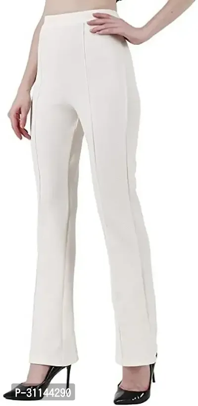 Trendy Polycotton White Solid Trouser For Women-thumb5