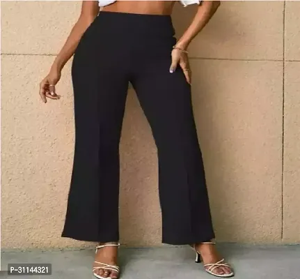 Trendy Polycotton Black Solid Trouser For Women-thumb2