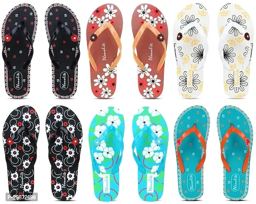Phonolite multicolor casual wear hawaii slipper for women pack of 6 combo