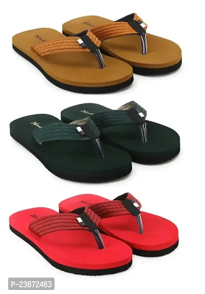 Phonolite fancy and stylish Daily use casual wear hawaii chappal slipper flip flop for men pack of 3 pair slipper