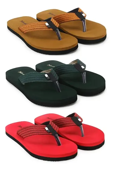 Phonolite fancy and stylish Daily use casual wear hawaii chappal slipper flip flop for men pack of 3 pair slipper