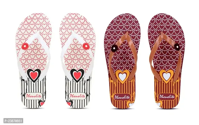 PHONOLITE DAILY USE PRINTED FANCY AND STYLISH HAWAII SLIPPER CHAPPAL FOR WOMEN AND GIRLS PACK OF 2