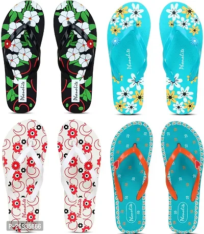Elegant Rubber Printed Slippers For Women- Pack Of 4