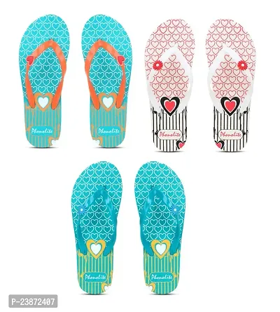 PHONOLITE DAILY USE FANCY AND MODERN CASUAL WEAR HAWAII CHAPPAL FOR WOMEN AND GIRLS PACK OF 3-thumb0