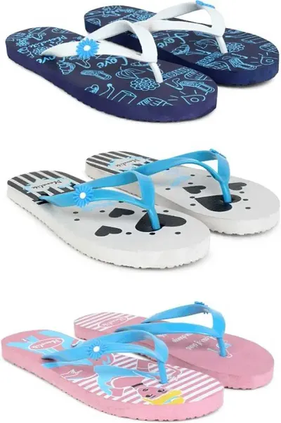 PHONOLITE DAILY USE CASUAL WEAR HAWAII CHAPPAL SLIPPER FLIP FLOP FOR WOMEN AND GIRLS PACK OF 3