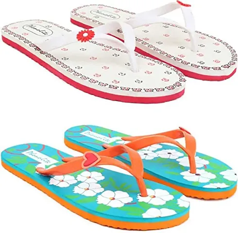 PHONOLITE MULTICOLOR DAILY USE PRINTED FLIP FLOP SLIPPER CASUAL WEAR FOR WOMEN AND GIRLS PACK OF 2