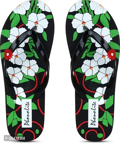 Elegant Black EVA Printed Slippers For Women
